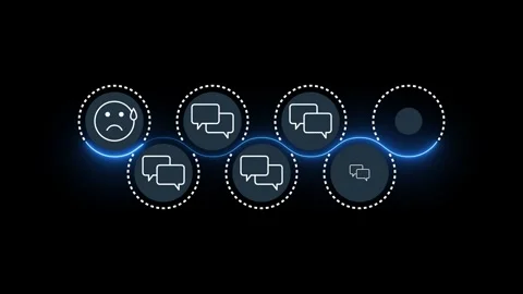 Glowing neon negative customer feedback concept animation. Neon blue line p.. Видео 333168212