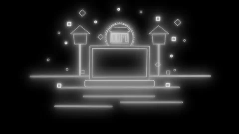 Glowing neon network connection animation on black background Vídeos de archivo 336911231