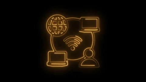 Glowing Neon Network Connection Global Internet Connectivity Technology Concept Stock Footage 333961334