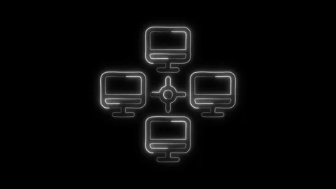 Glowing neon Network icon isolated on black background. HD Video motion gra.. Stock Footage 316158593