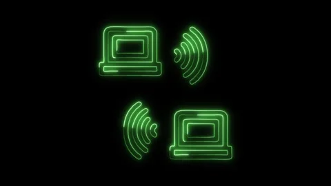 Glowing neon Network icon isolated on black background. HD Video motion gra.. Stock Footage 316158598