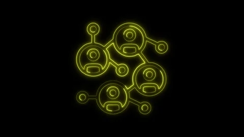 Glowing neon Network icon isolated on black background. HD Video motion gra.. Stock Footage 316158618