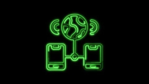 Glowing neon Network icon isolated on black background. HD Video motion gra.. Stock Footage 316238412