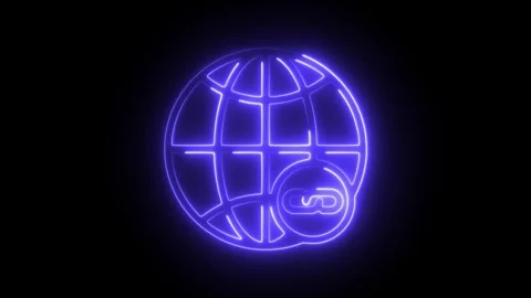 Glowing neon network link icon isolated on black background. HD Video motio.. Stock Footage 304122099