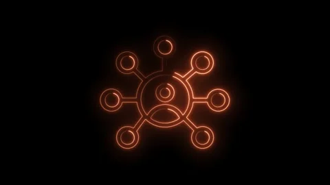 Glowing neon network node connection on dark background animation loop Stock Footage 322975326