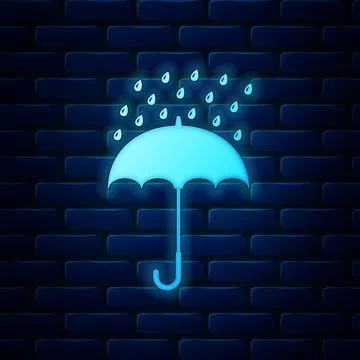 Glowing neon Network port - cable socket icon isolated on brick wall background Stockillustratie