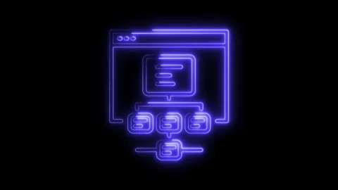 Glowing Neon Network Structure Icon Isolated on Black Background Digital Da.. Stock Footage 315654339