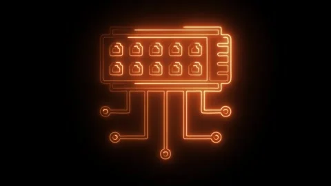 Glowing neon network switch icon isolated on black background. HD Video mot.. Stock Footage 304240310