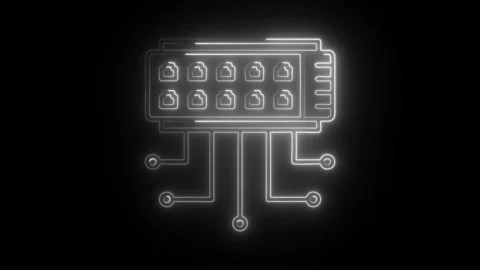 Glowing neon network switch icon isolated on black background. HD Video mot.. Stock Footage 304240317