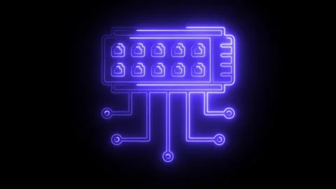 Glowing neon network switch icon isolated on black background. HD Video mot.. Stock Footage 304240354