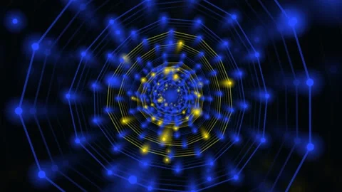 Glowing neon network tunnel Stock Footage 339677540