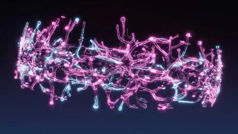 Glowing neon neural network ring rotating for artificial intelligence and t.. Stock Footage 346129040