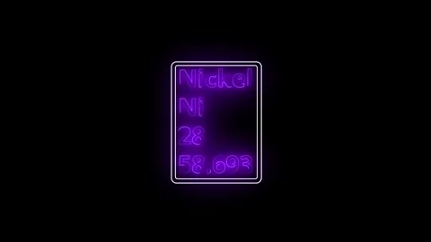 Glowing neon Nickel element animation. Neon Nickel element animated on blac.. Video stock 341675745