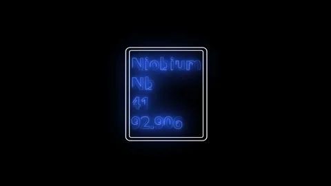 Glowing neon Niobium element animation. Neon Niobium element animated on bl.. Vidéo 341675767