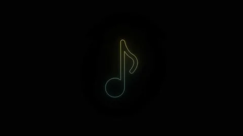 Glowing neon note icon on black background. Stock Footage 210991124