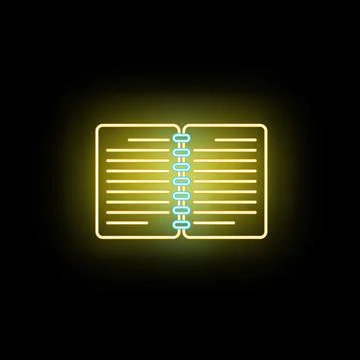 Glowing neon notebook icon representing education and notes Stock Illustration