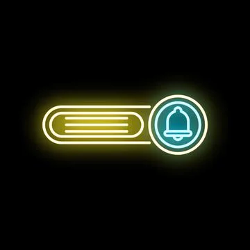 Glowing neon notification bell alert message bar Stock Illustration