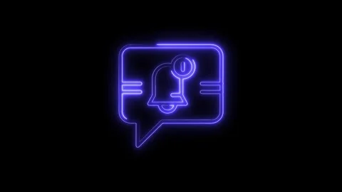 Glowing Neon Notification Bell Icon Message Bubble Alert Symbol Communicati.. Stock Footage 315655192