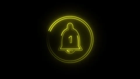 Glowing neon notification icon isolated on black background. 4K video neon .. 스톡 동영상 332049658