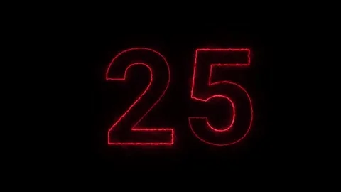 Glowing neon number twenty five digital display modern countdown timer abst.. Stock Footage 331806750