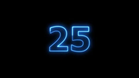 Glowing neon number twenty five on black background motion. 库存影片 337443928