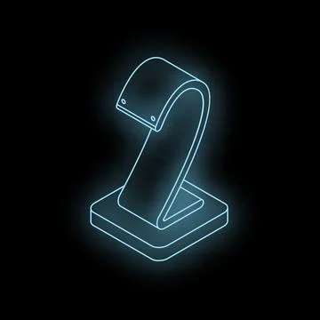 Glowing neon number two on dark background representing second place Stock Illustration