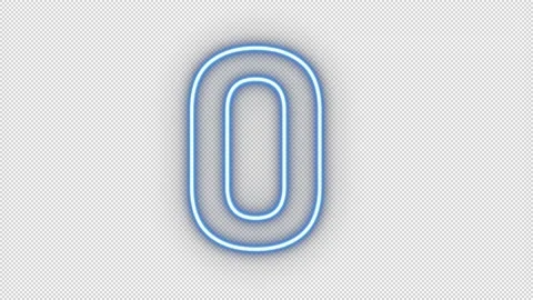 Glowing neon number zero in and out on alpha channel background. Stock Footage 144270099