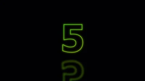 Glowing Neon Numbers Counting Down in Dark Reflective Studio with Cinematic.. Stock Footage 342431753