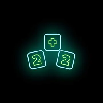 Glowing neon numbers with plus sign representing addition calculation Illustrazione stock