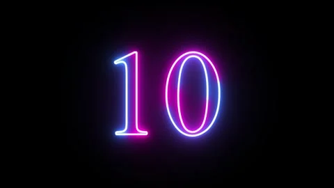 Glowing neon numeric number 10 animation. Purple and blue neon font alphanu.. Stock Footage 291946523