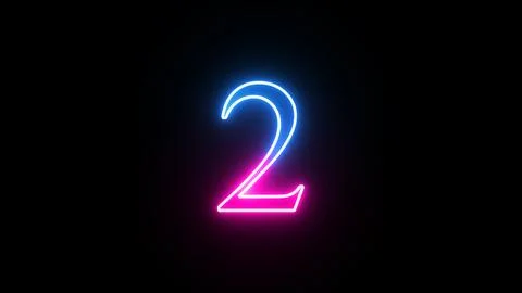 Glowing neon numeric number 2 animation. Purple and blue neon font alphanum.. Stock Illustration