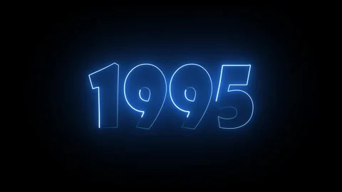 Glowing neon numeric text 1995 year countdown icon background 4k animation... Stock Footage 337759756