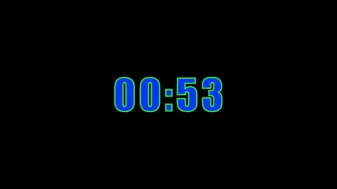Glowing neon one Minute Digital Negative Countdown. one Minute Digital Time.. Video stock 308400385