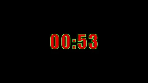 Glowing neon one Minute Digital Negative Countdown. one Minute Digital Time.. Stock Footage 308400387