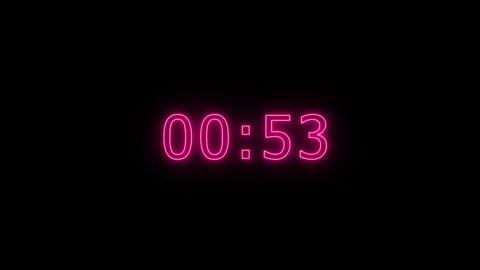 Glowing neon one Minute Digital Negative Countdown. one Minute Digital Time.. Stock Footage 308400399