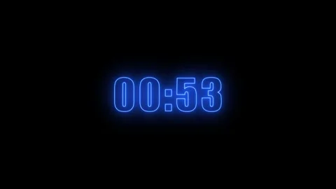 Glowing neon one Minute Digital Negative Countdown. one Minute Digital Time.. Stock Footage 308400407