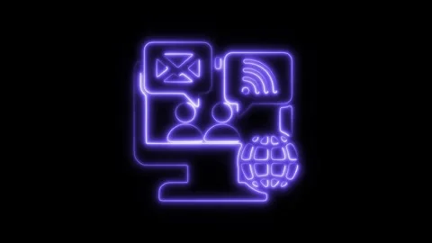 Glowing neon online forum isolated on black background. HD Video motion gra.. Stock Footage 303550005