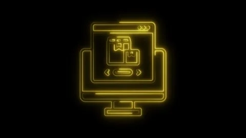 Glowing neon online shopping interface on computer screen for ecommerce del.. Stock Footage 312447669