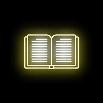 Glowing neon open book icon representing knowledge イラスト素材
