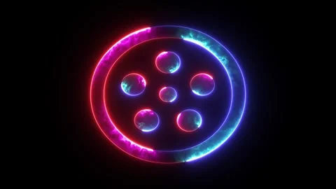 Glowing neon operation lightning system icon animated background. Abstract .. Video stock 293554767