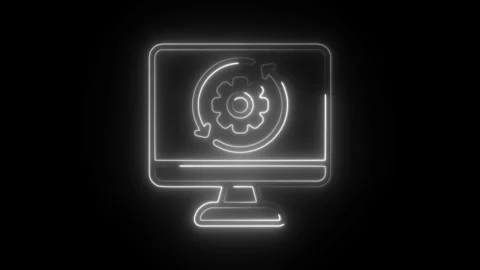 Glowing neon operations icon isolated on black background. HD Video motion .. Video stock 304111483