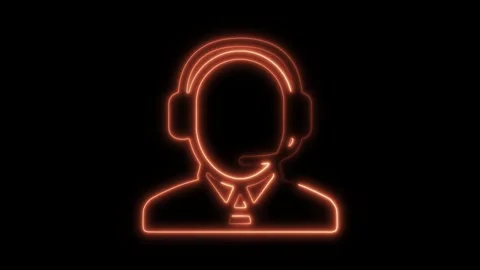 Glowing neon operator icon isolated on black background. HD Video motion gr.. Stock Footage 304168743
