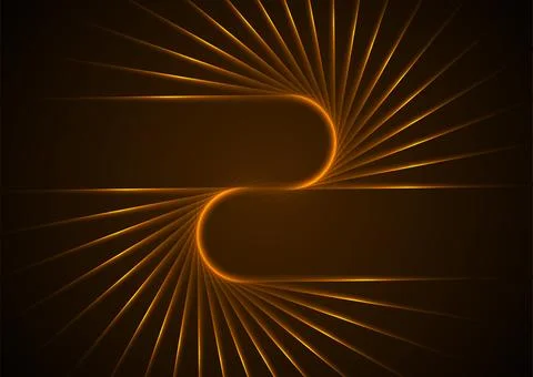 Glowing neon orange circular lines shape abstract futuristic tech background 스톡 일러스트