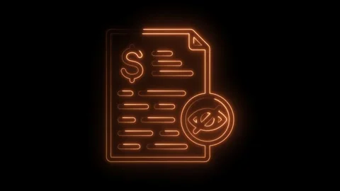 Glowing neon orange representing a financial document with a dollar sign an.. Stock Footage 346011631