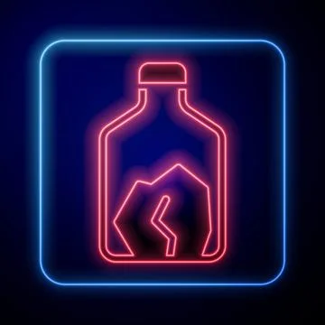 Glowing neon Ore mining icon isolated on black background. Vector Illustrazione stock
