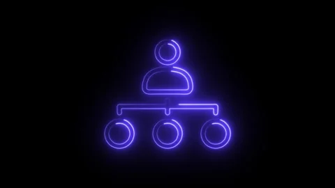 Glowing Neon Organization Chart Icon Structure Hierarchy Teamwork Managemen.. Stock Footage 314714259