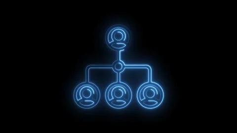Glowing neon organization chart network structure showing hierarchy of mana.. Stock Footage 312318520