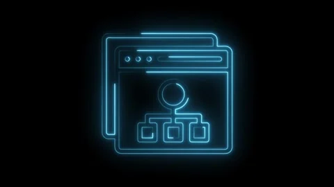 Glowing neon organization chart on website concept illustration animation Stock Footage 322974975