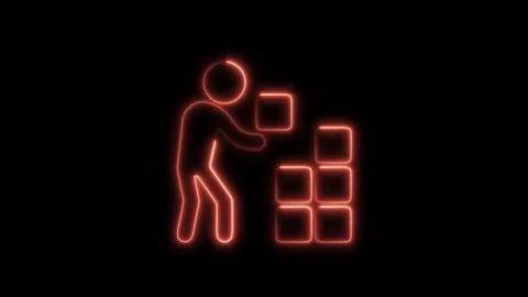 Glowing neon organize isolated on black background. HD Video motion graphic.. Stock Footage 303551274