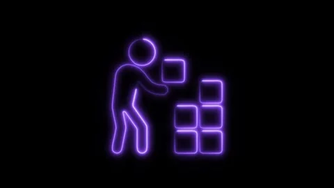 Glowing neon organize isolated on black background. HD Video motion graphic.. Stock Footage 303551287